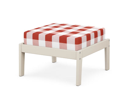 Unbranded Deep Seating Ottoman in Sand / Buffalo Plaid Crimson