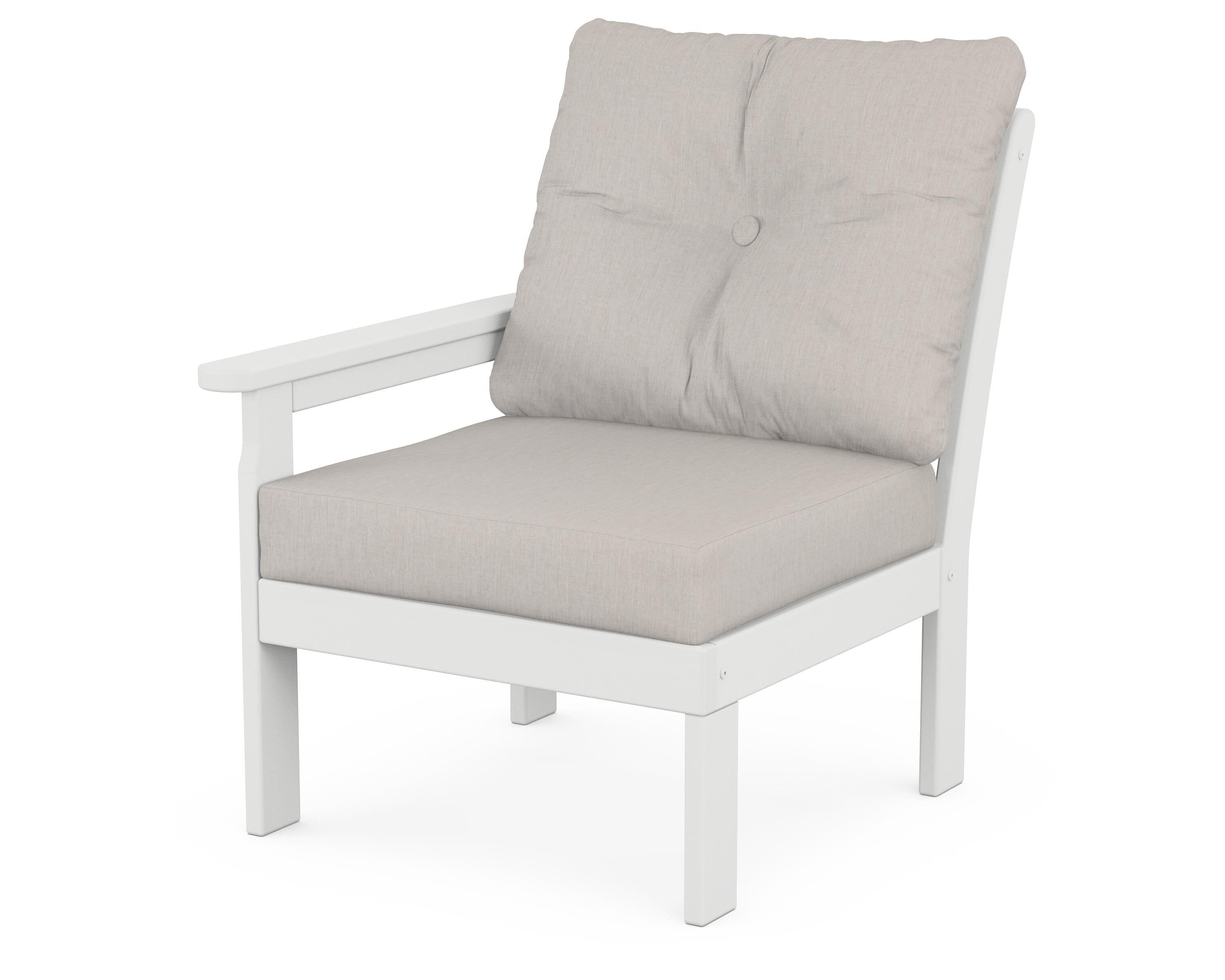 POLYWOOD® Vineyard Modular Left Arm Chair in White / Cast Ash