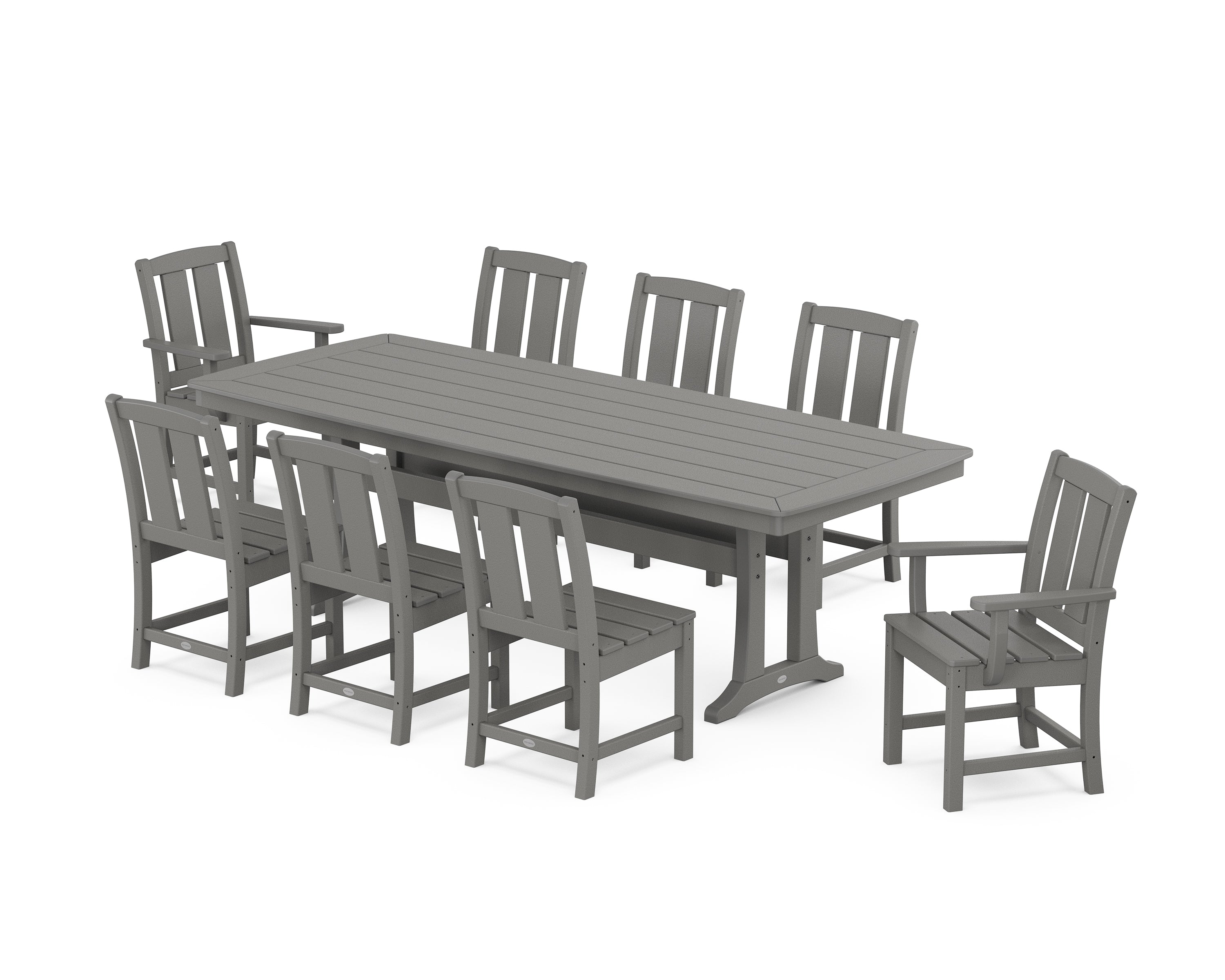 POLYWOOD® Mission 9-Piece Dining Set with Trestle Legs in Slate Grey