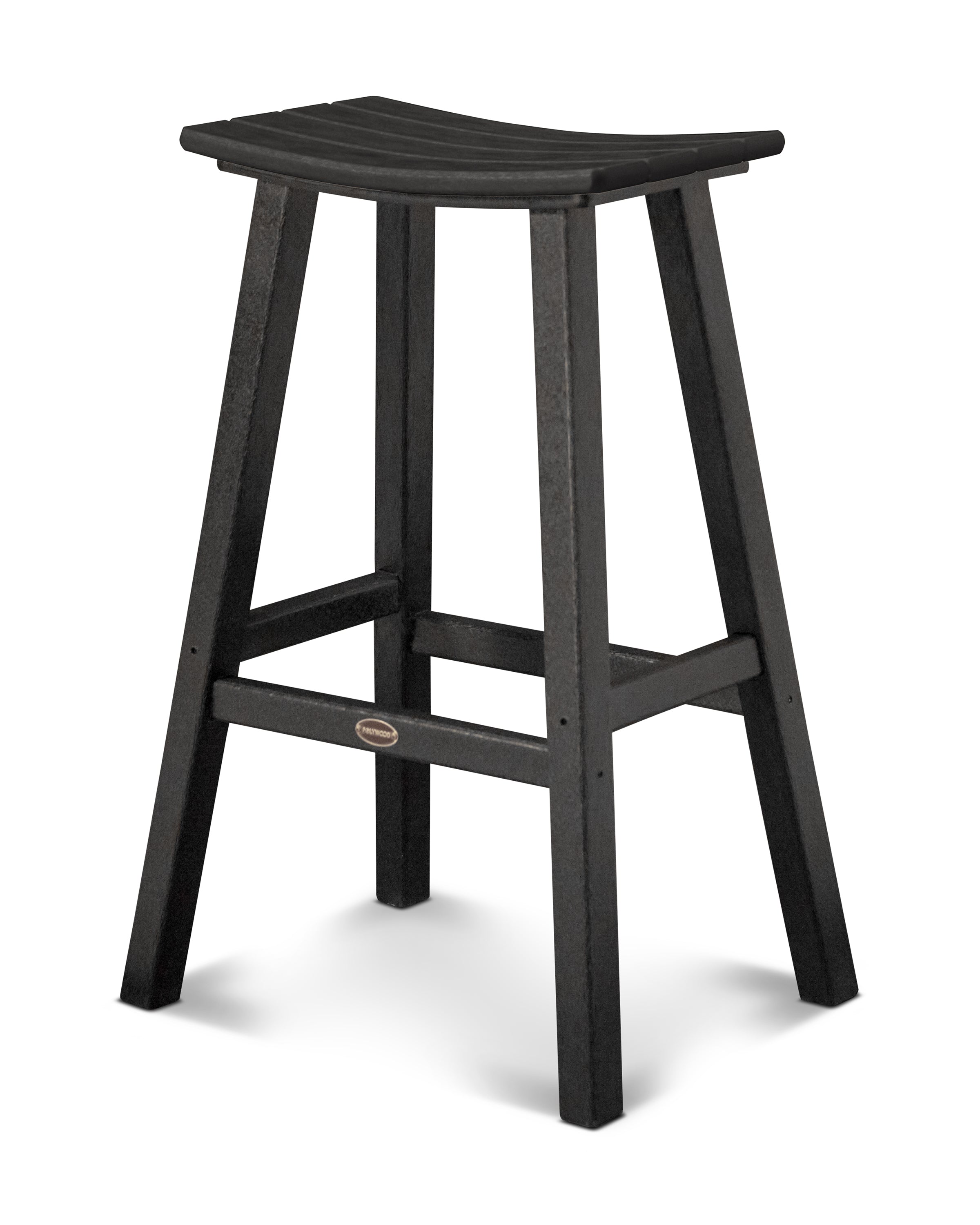 POLYWOOD® Traditional 30" Saddle Bar Stool in Black