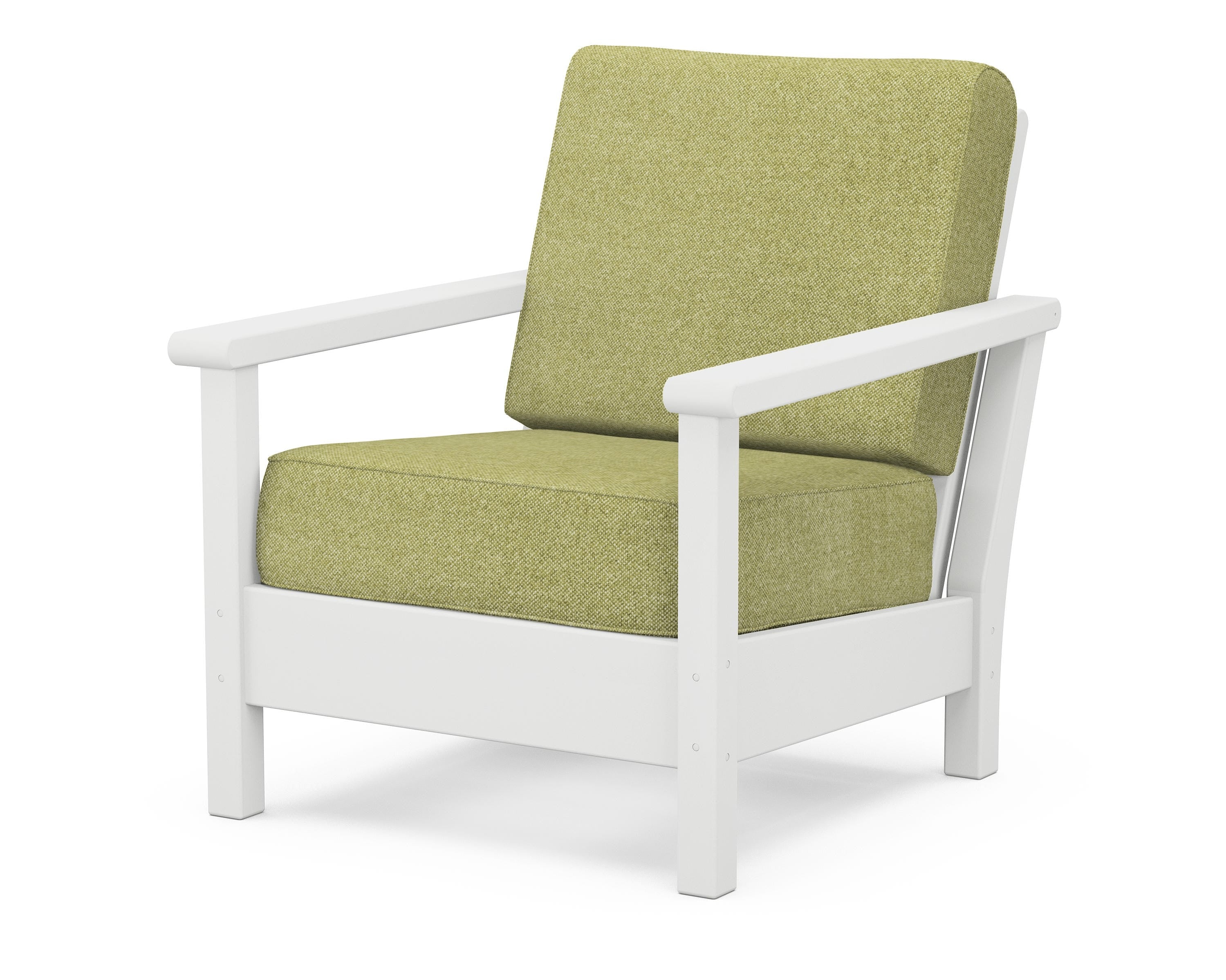 POLYWOOD® Harbour Deep Seating Chair in White / Chartreuse Boucle
