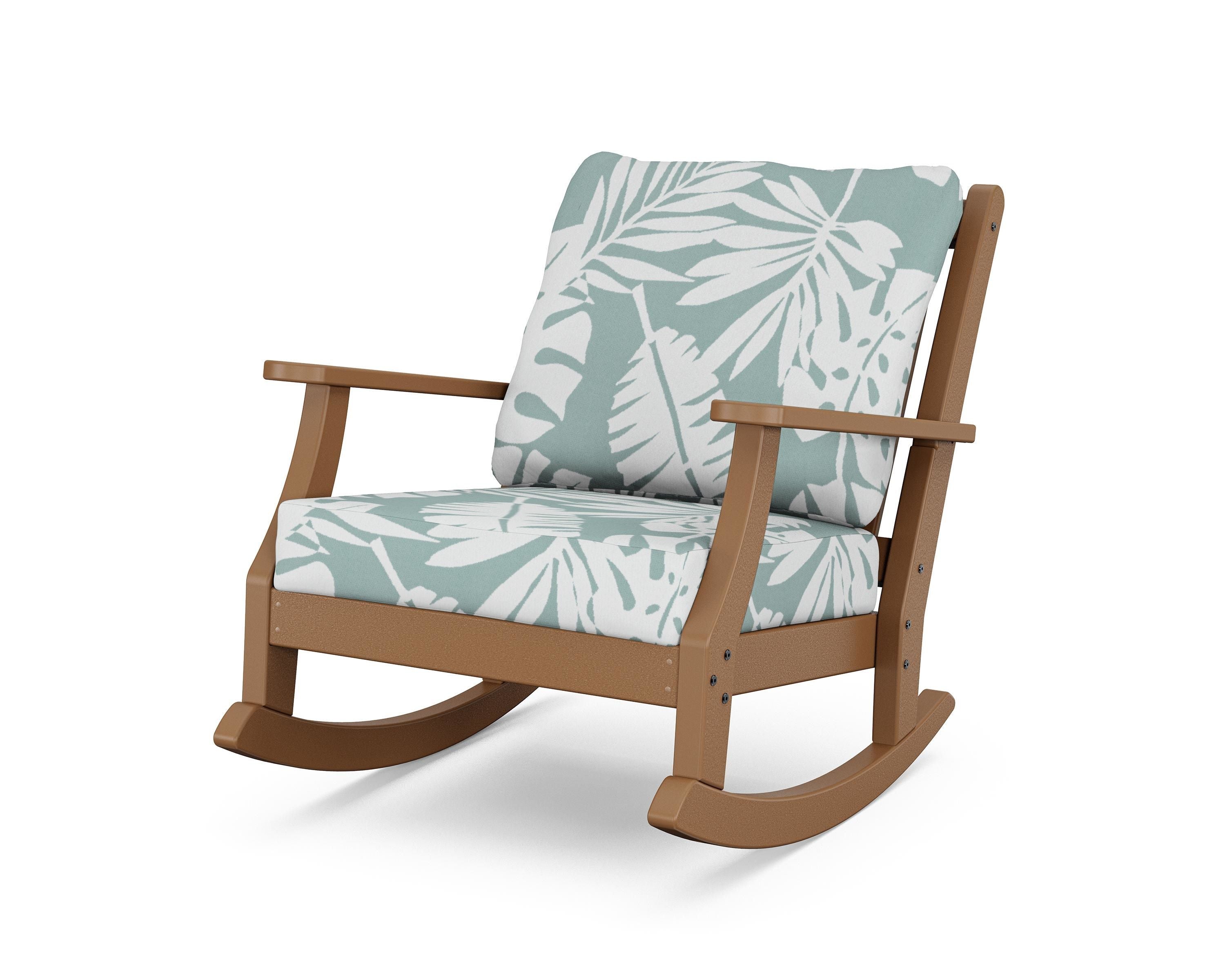 Country Living Wovendale Deep Seating Rocking Chair in Teak / Leaf Glacier Spa