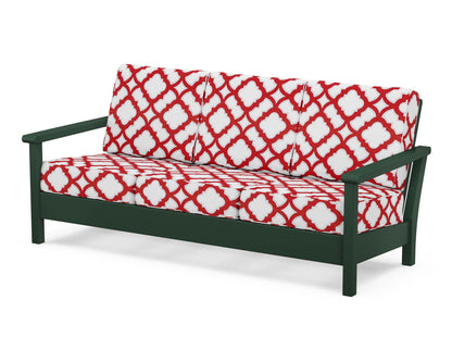 POLYWOOD® Harbour Deep Seating Sofa in Green / Trellis Crimson