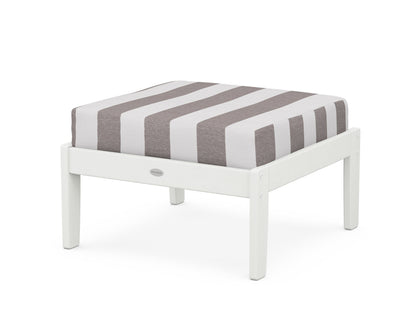 POLYWOOD® Braxton Deep Seating Ottoman in Vintage White / Cabana Stripe Grey Mist