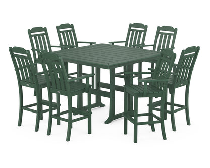 Country Living Cottage 9-Piece Bar Set with Trestle Legs in Green