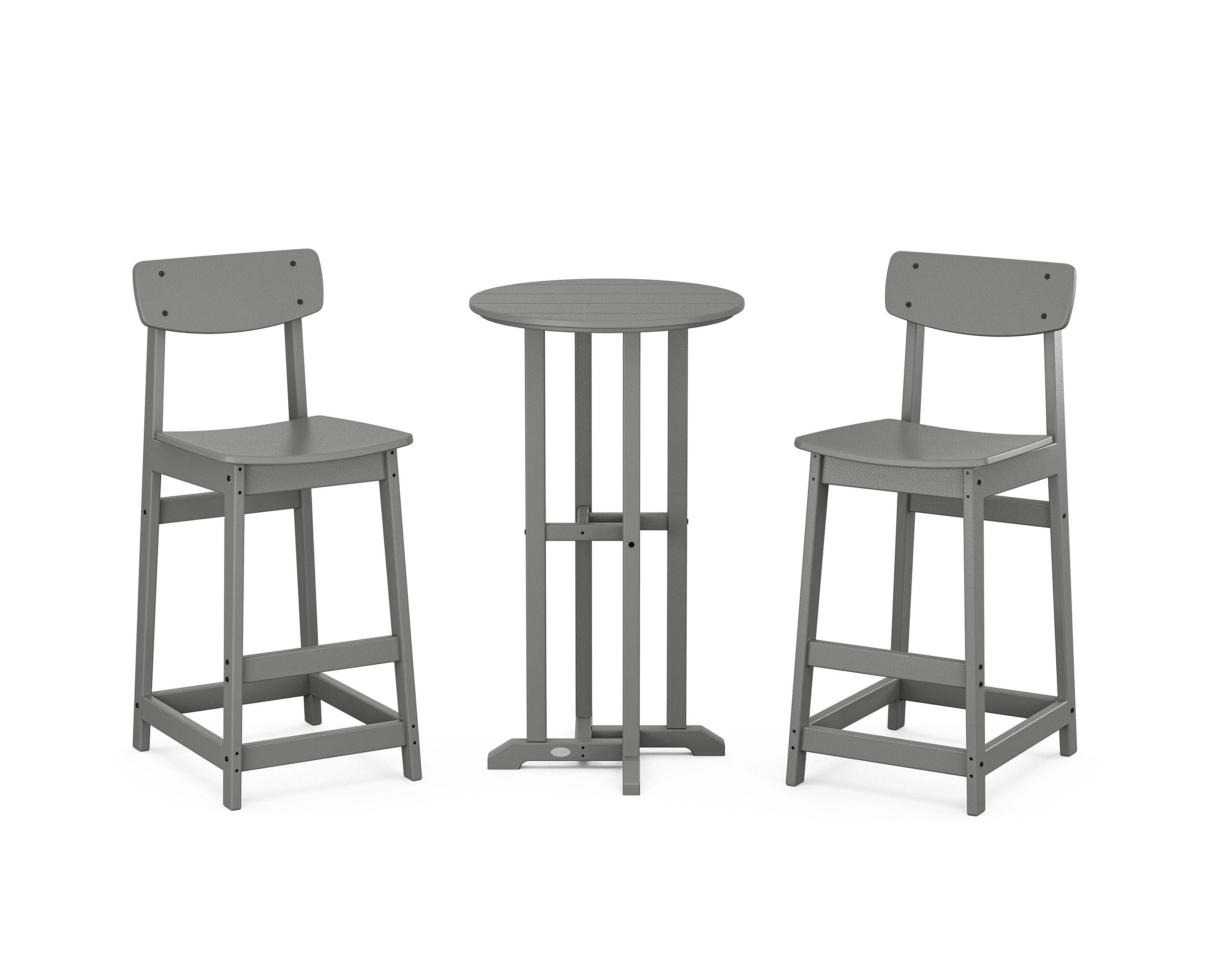 POLYWOOD® Modern Studio Urban Bar Chair 3-Piece Bistro Set in Slate Grey