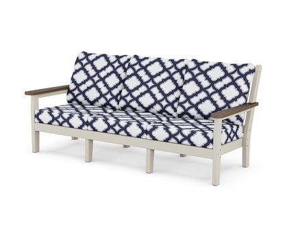 POLYWOOD® Chippendale Deep Seating Sofa in Sand / Kona / Trellis Navy