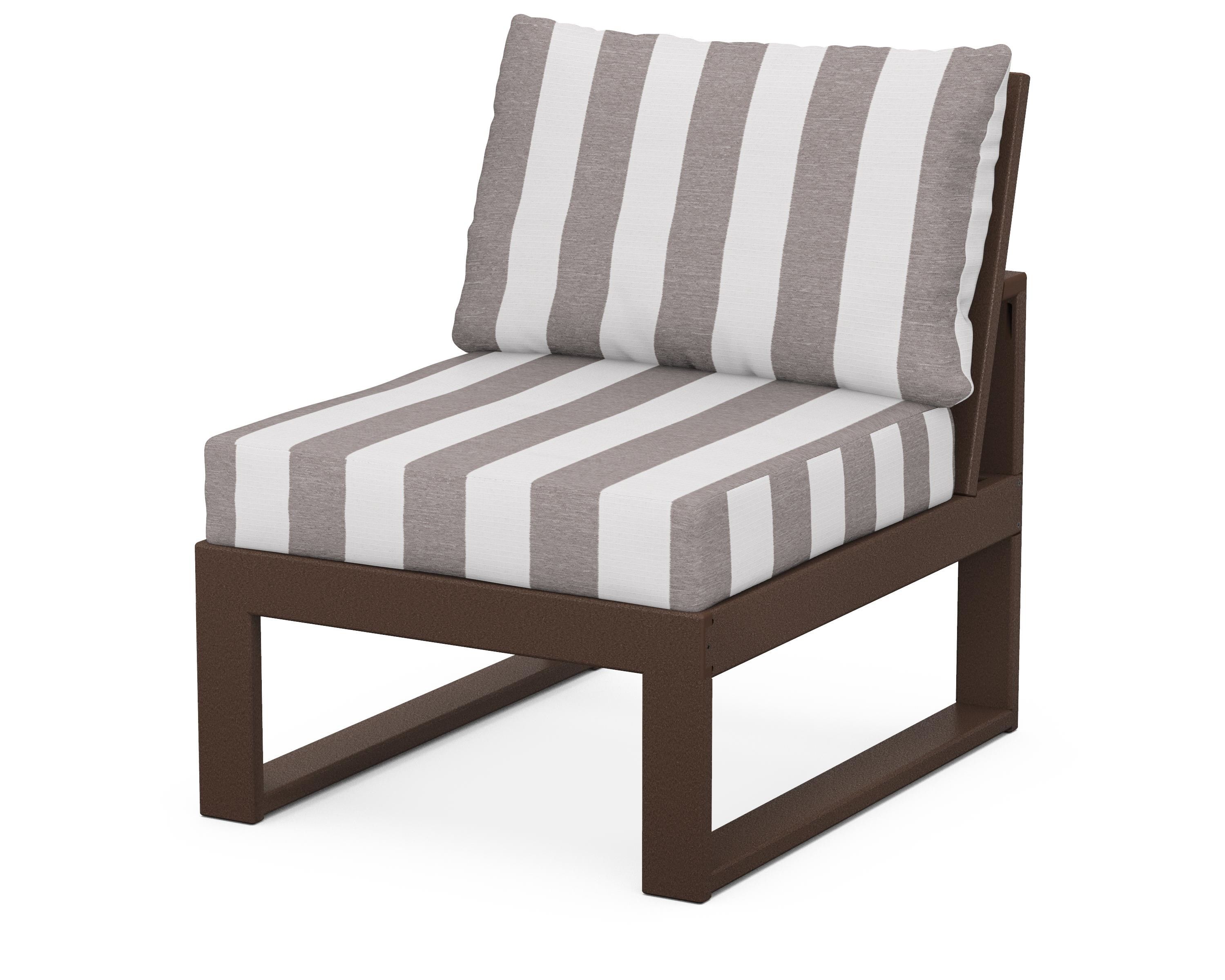 Unbranded Modular Armless Chair in Mahogany / Cabana Stripe Grey Mist