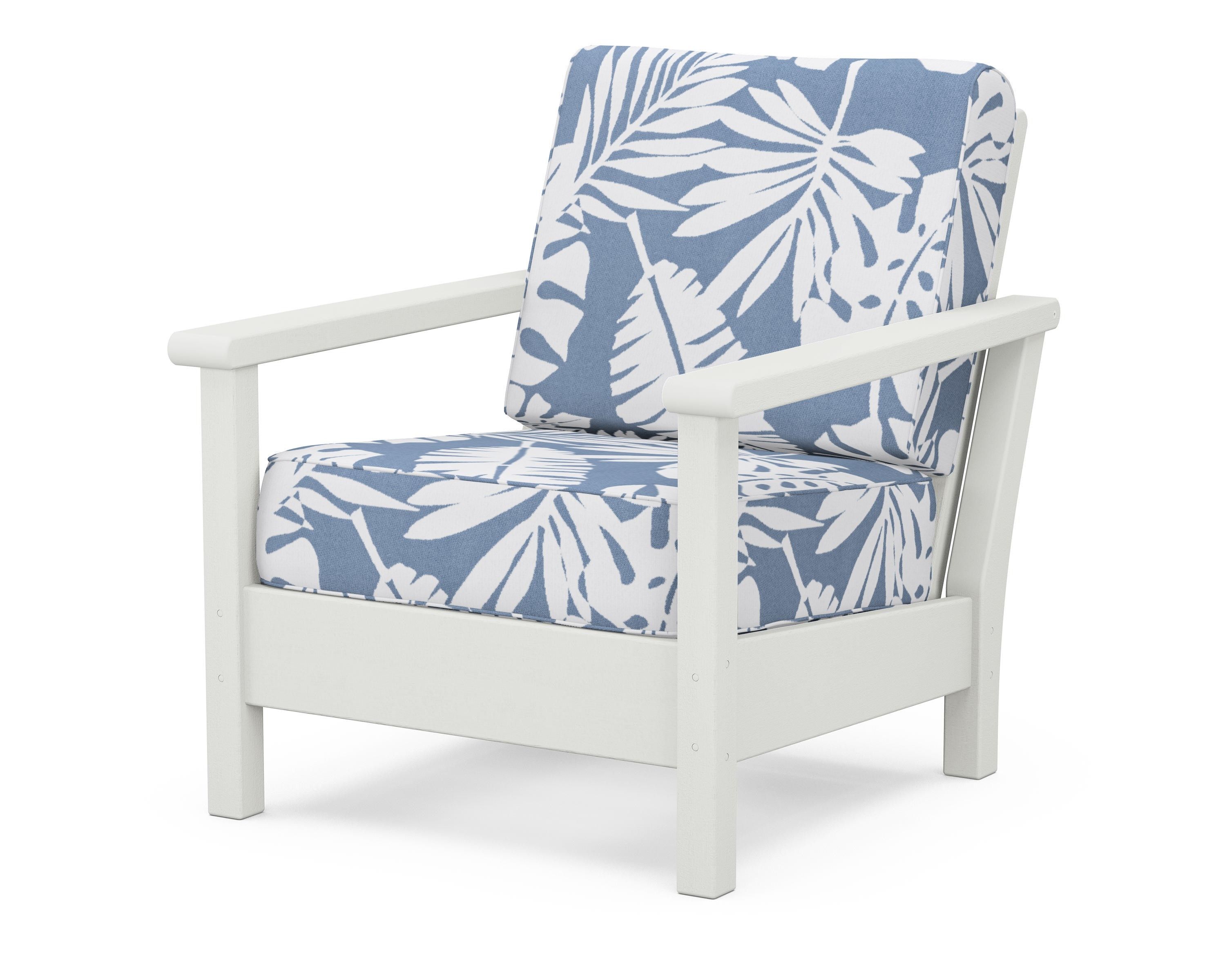 POLYWOOD® Harbour Deep Seating Chair in Vintage White / Leaf Sky Blue