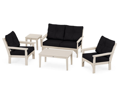 POLYWOOD® Vineyard 5-Piece Deep Seating Set in Sand / Midnight Linen