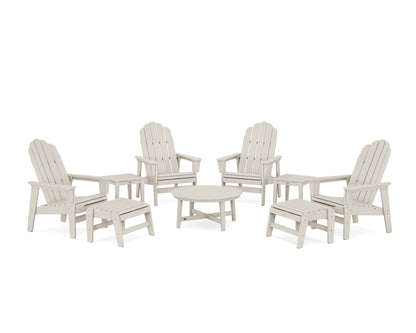 POLYWOOD® Vineyard Grand Upright Adirondack 9-Piece Conversation Set in Sand