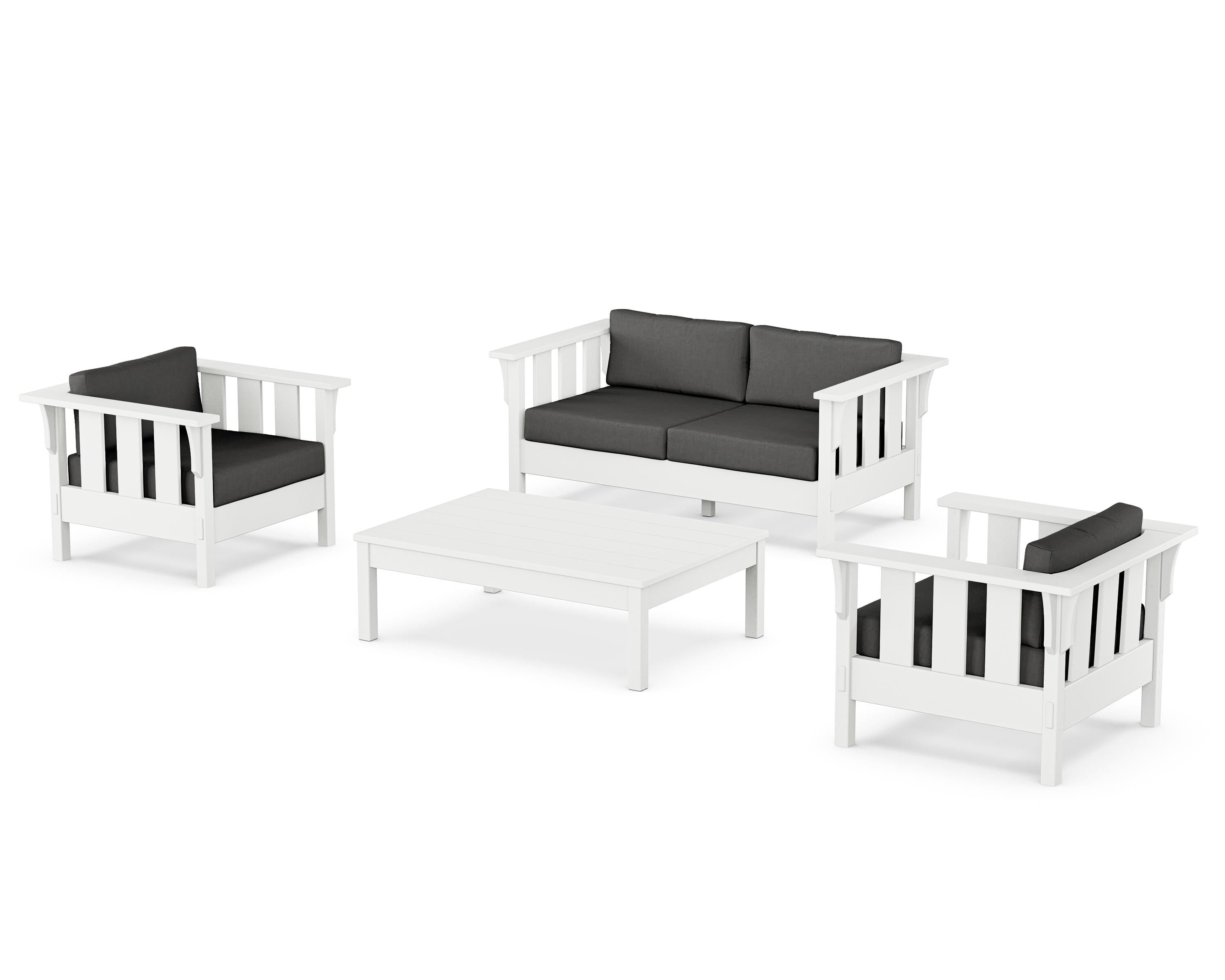 Martha Stewart by POLYWOOD® Acadia 4-Piece Deep Seating Set with Loveseat in White / Spectrum Carbon