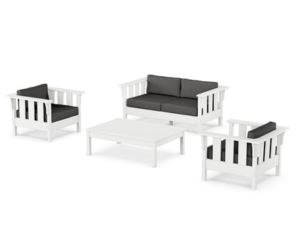 Martha Stewart by POLYWOOD® Acadia 4-Piece Deep Seating Set with Loveseat in White / Spectrum Carbon
