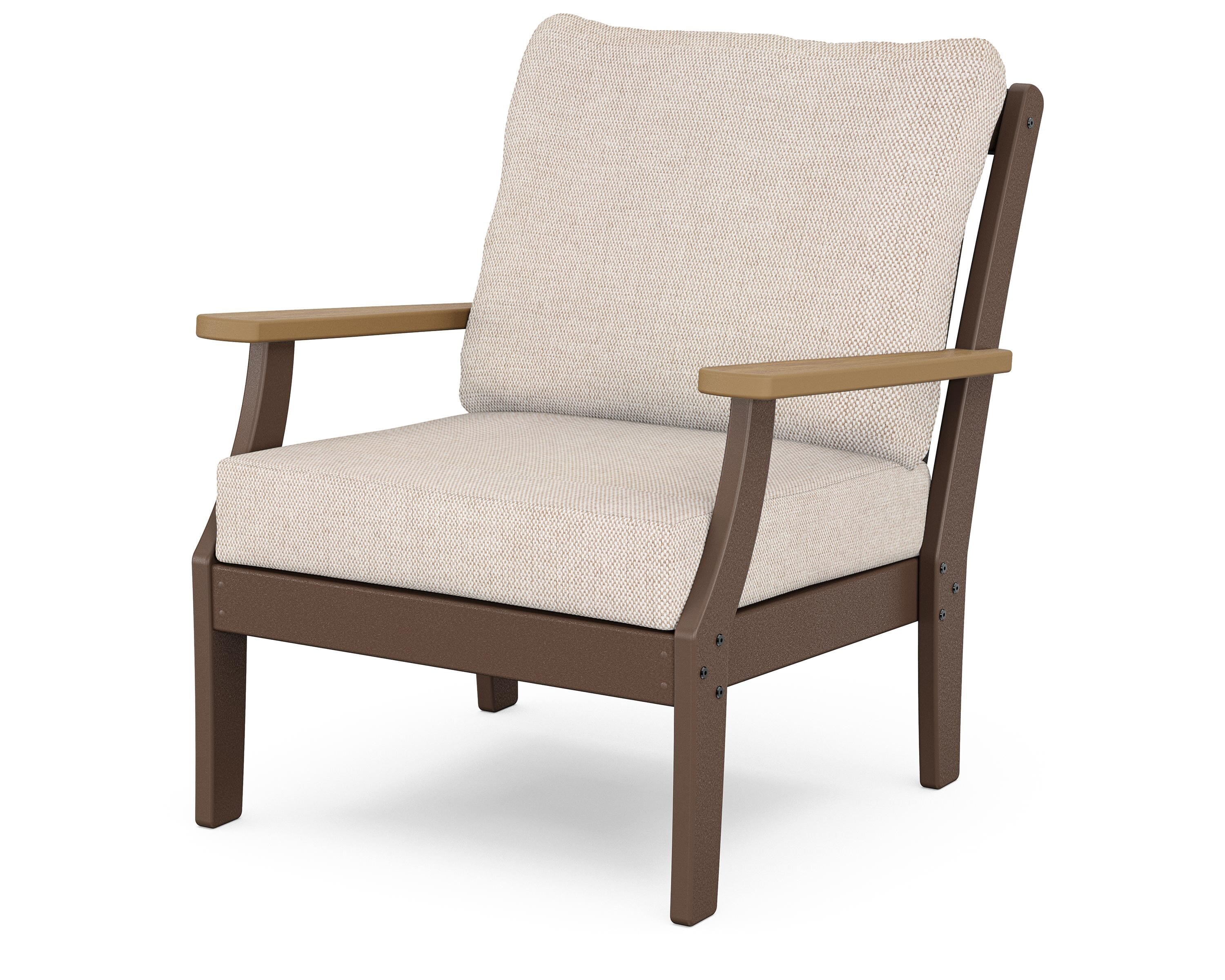 POLYWOOD® Braxton Deep Seating Chair in Mahogany / Natural / Blend Linen