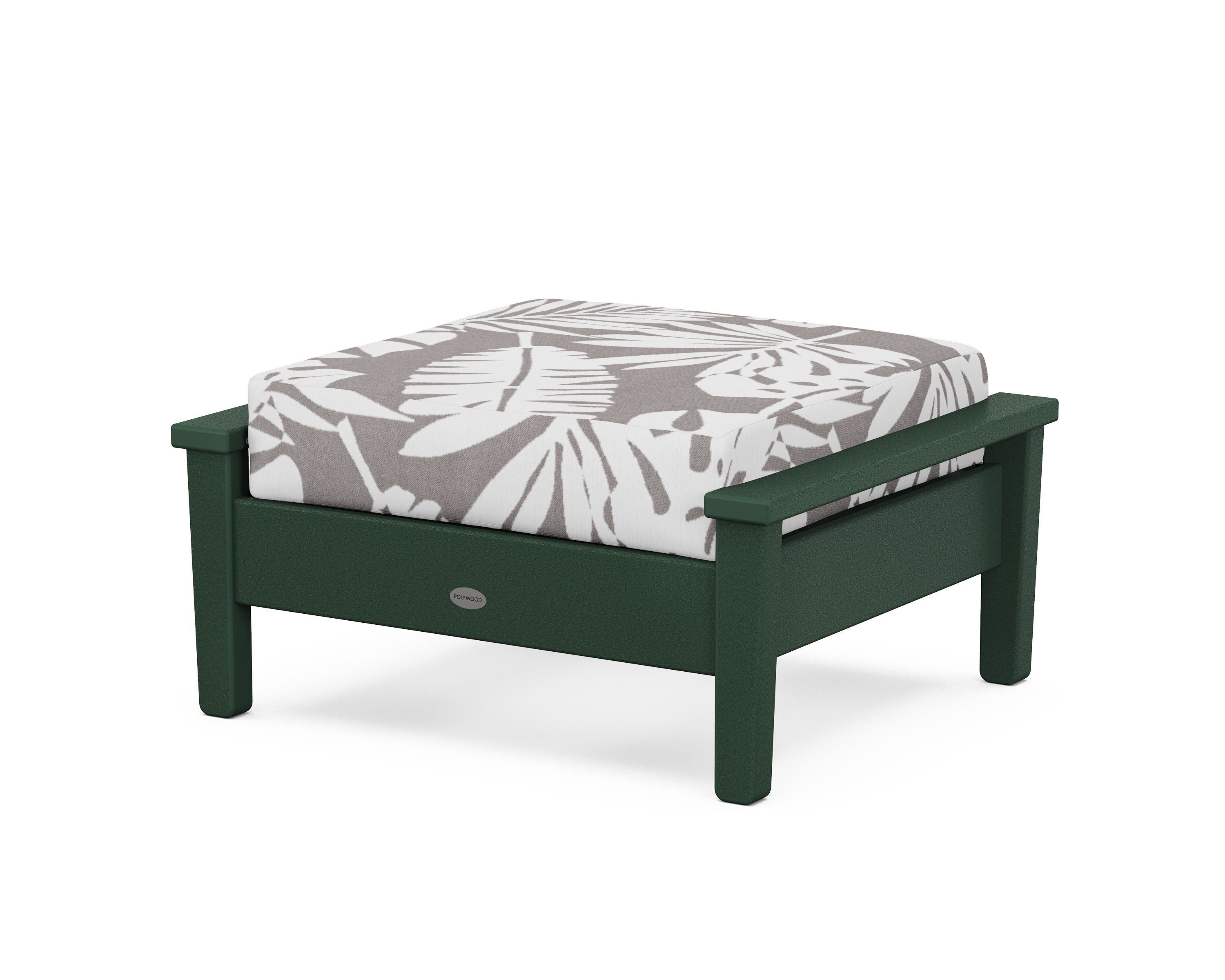 POLYWOOD® Prescott Deep Seating Ottoman in Green / Leaf Grey Mist