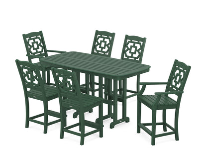 Martha Stewart by POLYWOOD® Chinoiserie 7-Piece Counter Set in Green