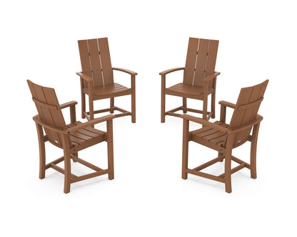 POLYWOOD® Modern 4-Piece Upright Adirondack Conversation Set in Teak