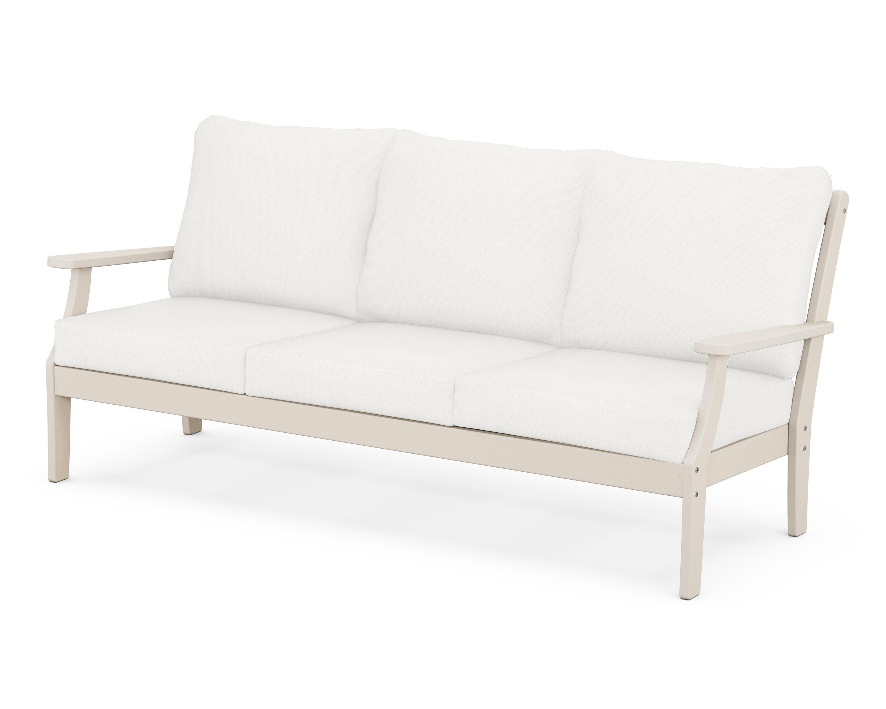 POLYWOOD® Braxton Deep Seating Sofa in Sand / Natural Linen