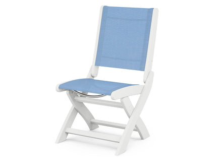 POLYWOOD® Coastal Folding Side Chair in White / Poolside Sling