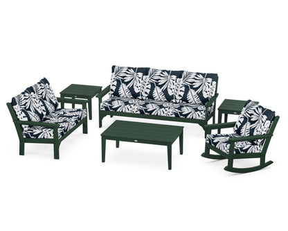 POLYWOOD® Vineyard 6-Piece Deep Seating Set in Green / Leaf Marine Indigo