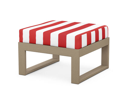 Unbranded Modular Ottoman - Modern in Vintage Sahara / Cabana Stripe Crimson