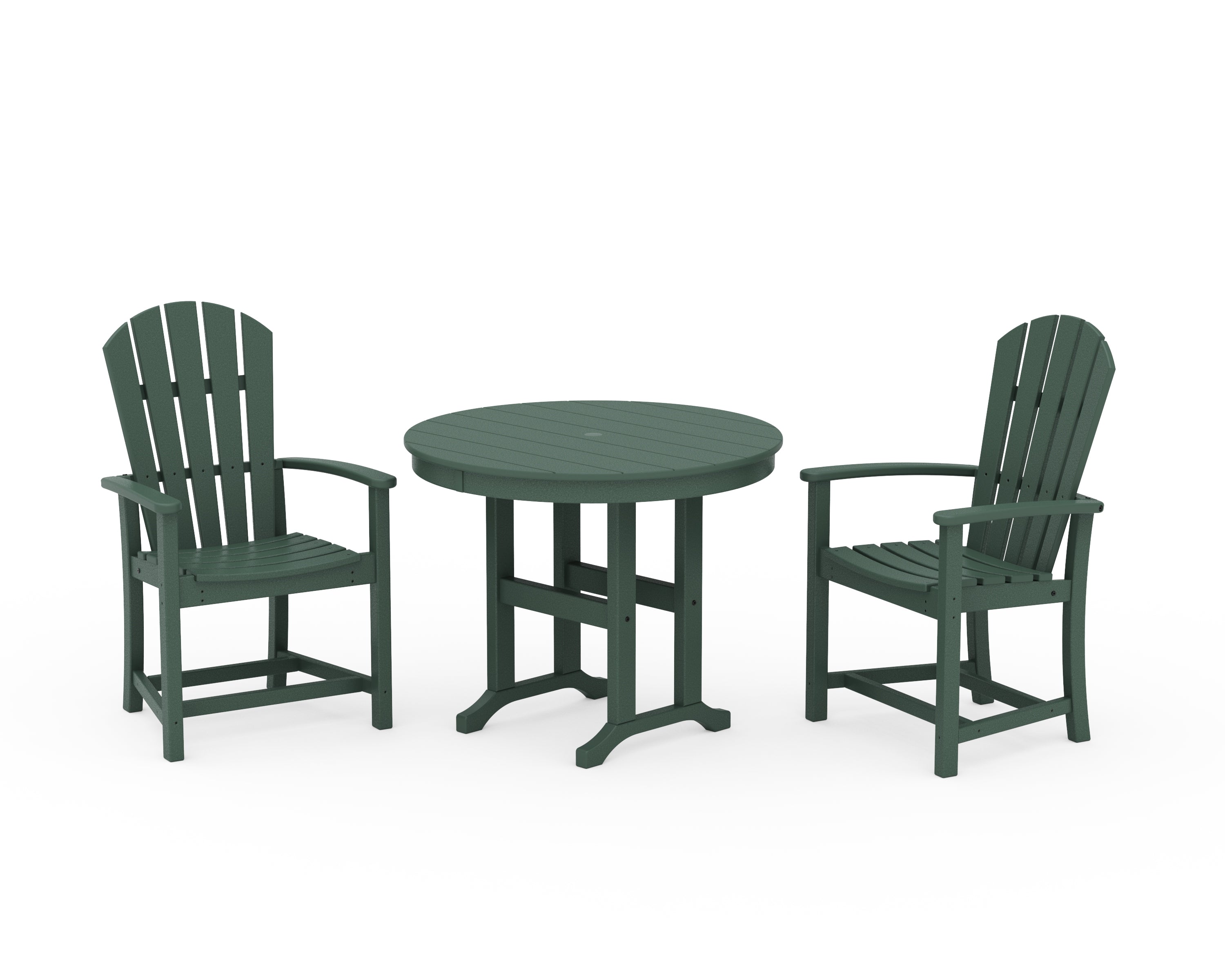 POLYWOOD® Palm Coast 3-Piece Round Farmhouse Dining Set in Green