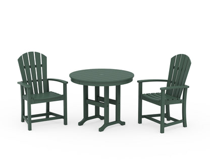 POLYWOOD® Palm Coast 3-Piece Round Farmhouse Dining Set in Green