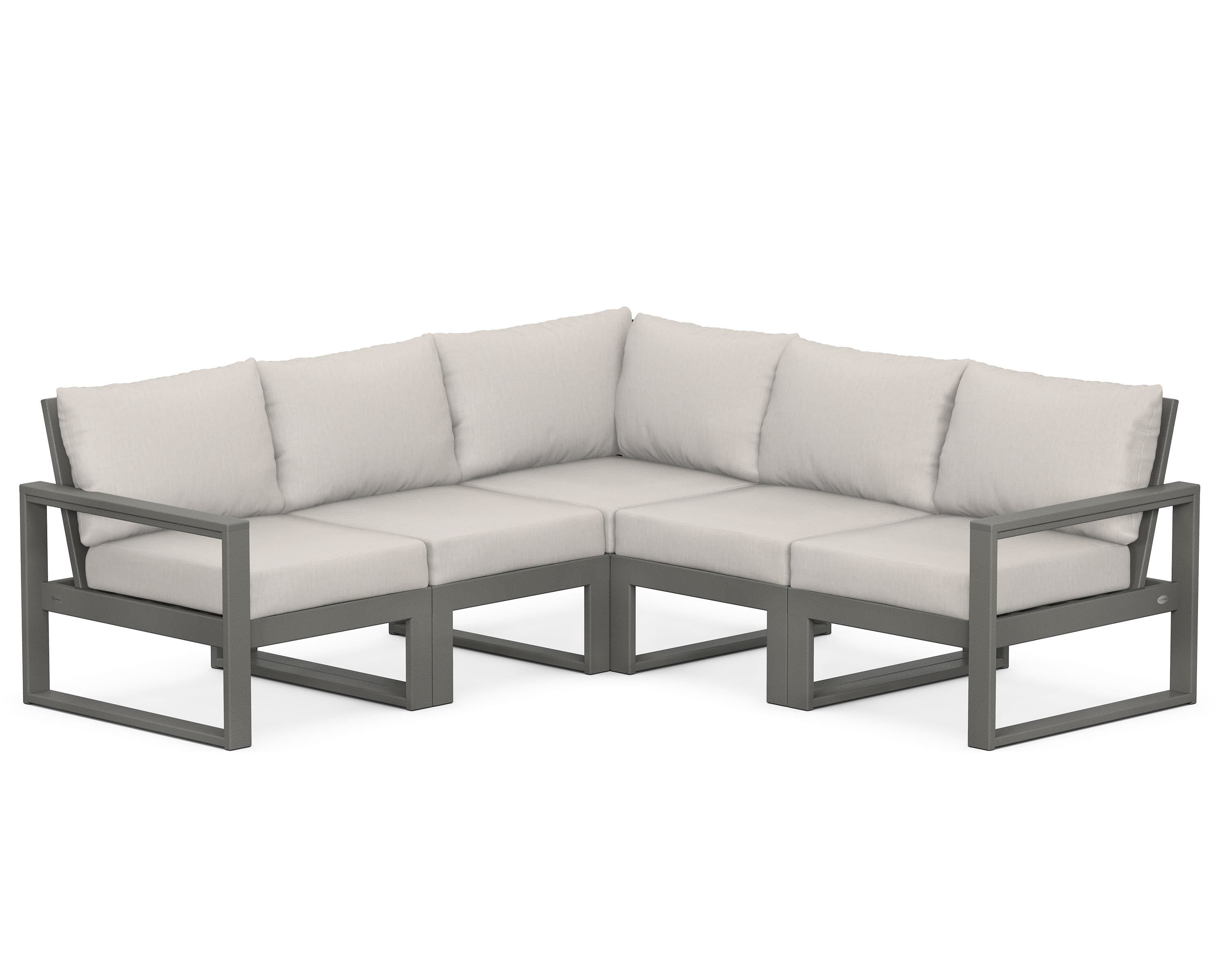 POLYWOOD® EDGE 5-Piece Modular Deep Seating Set in Slate Grey / Cast Ash