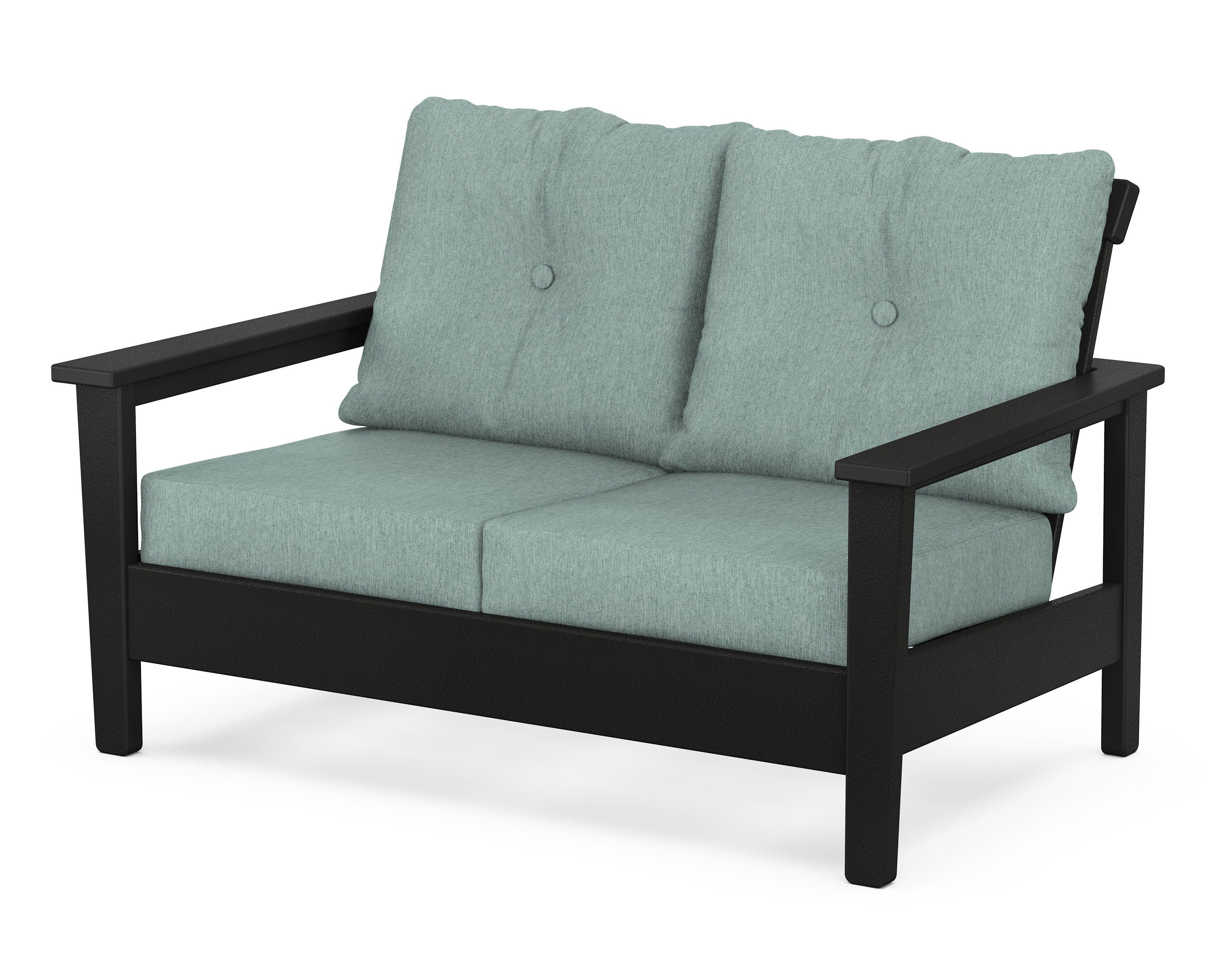 POLYWOOD® Prescott Deep Seating Loveseat in Black / Glacier Spa