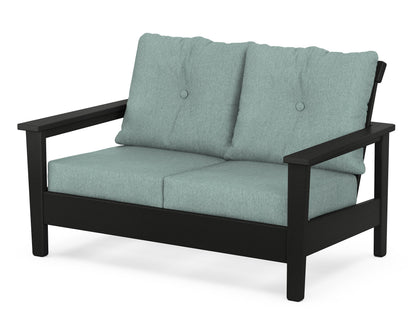 POLYWOOD® Prescott Deep Seating Loveseat in Black / Glacier Spa