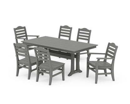 POLYWOOD® Savannah 7-Piece Farmhouse Dining Set with Trestle Legs in Slate Grey