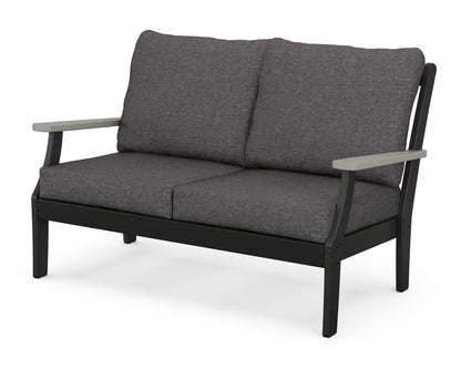POLYWOOD® Braxton Deep Seating Loveseat in Black / Driftwood / Ash Charcoal