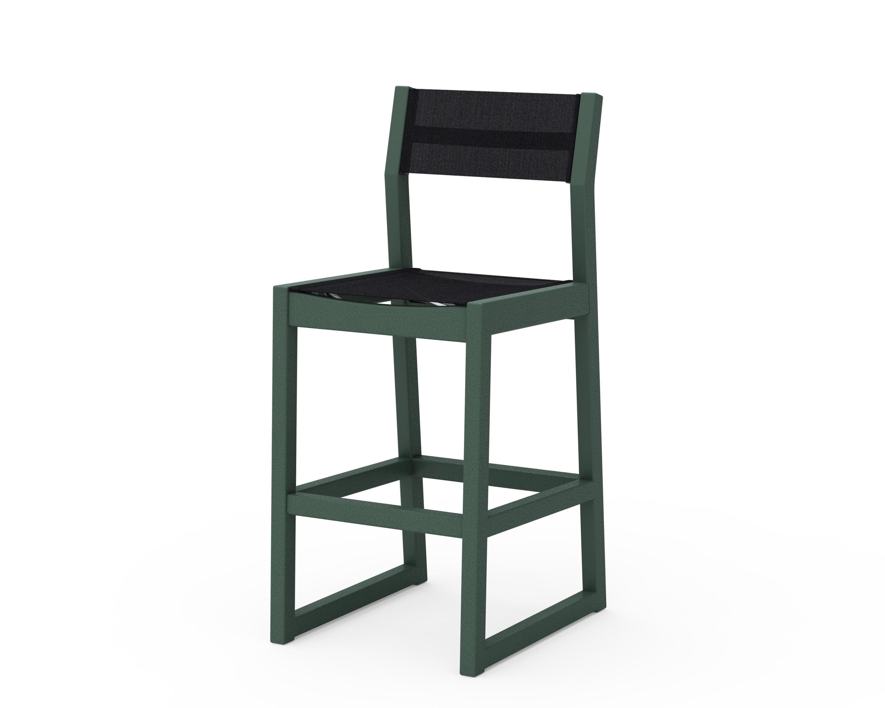 POLYWOOD® EDGE Sling Bar Side Chair in Green / Black Sling