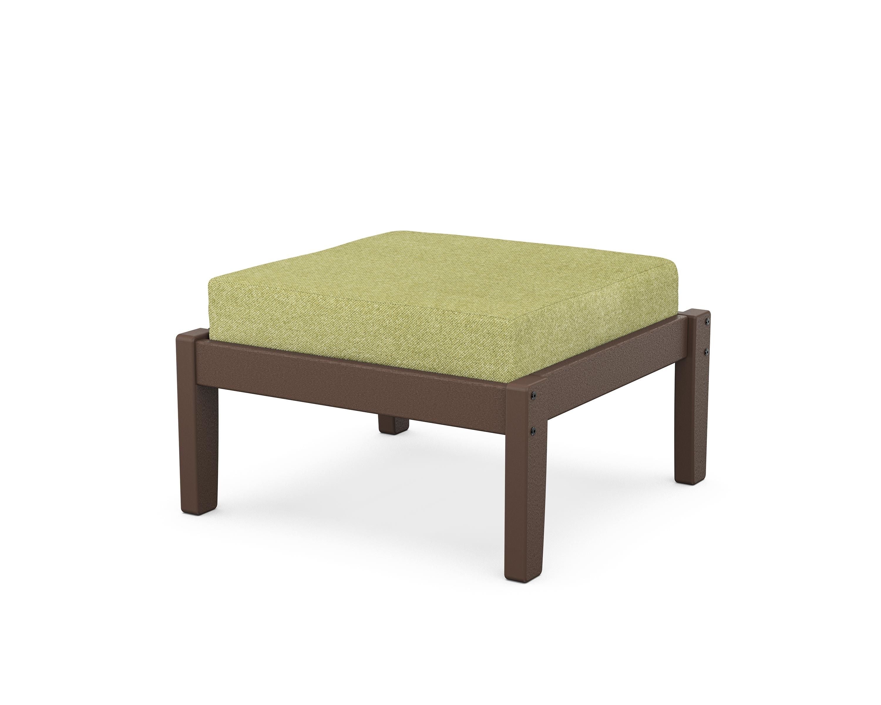Unbranded Deep Seating Ottoman in Mahogany / Chartreuse Boucle