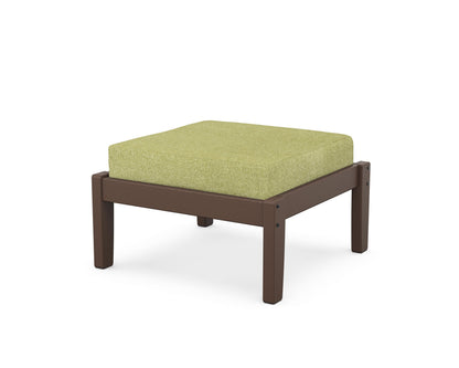 Unbranded Deep Seating Ottoman in Mahogany / Chartreuse Boucle