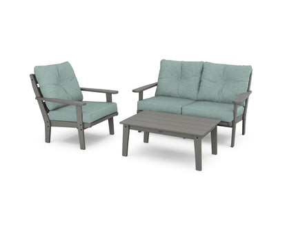 POLYWOOD® Lakeside 3-Piece Deep Seating Set in Slate Grey / Glacier Spa