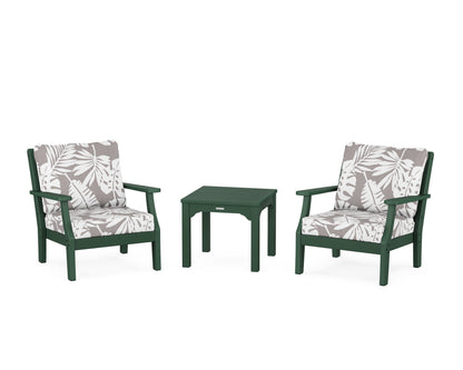 Martha Stewart by POLYWOOD® Chinoiserie 3-Piece Deep Seating Set in Green / Leaf Grey Mist