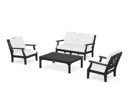Martha Stewart by POLYWOOD® Chinoiserie 4-Piece Deep Seating Set with Loveseat in Black / Natural