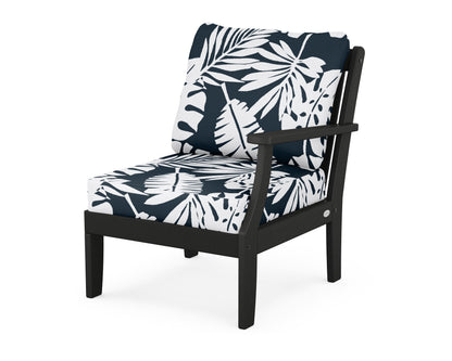 POLYWOOD® Braxton Modular Right Arm Chair in Black / Leaf Marine Indigo