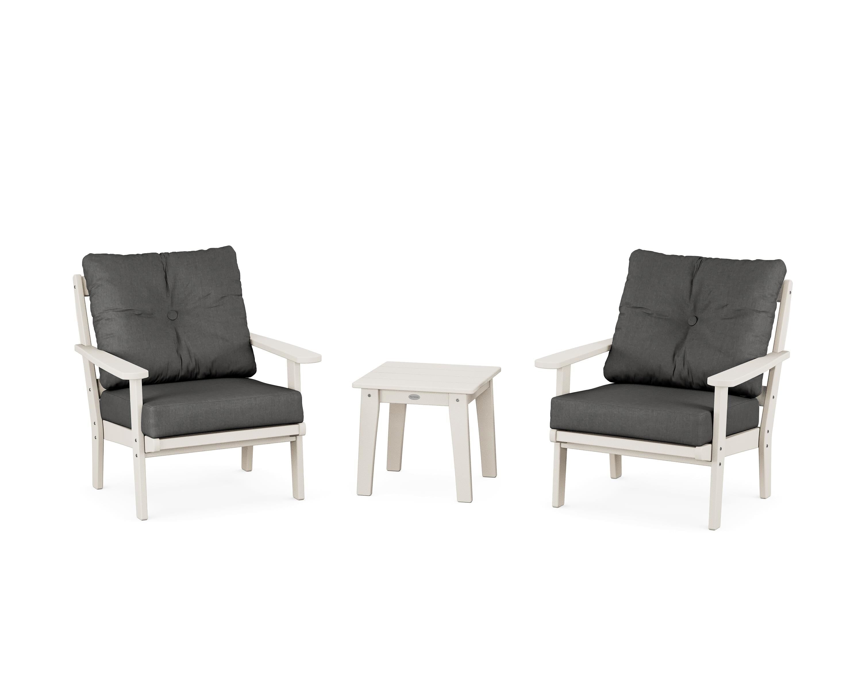 POLYWOOD® Mission 3-Piece Deep Seating Set in Sand / Spectrum Carbon