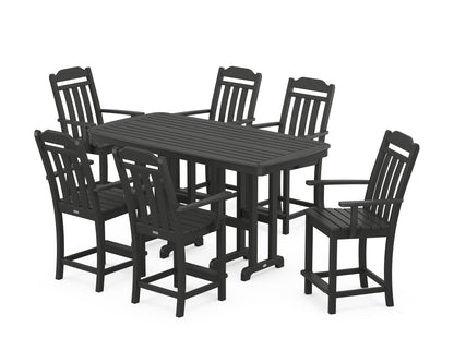 Country Living Cottage Arm Chair 7-Piece Counter Set in Black
