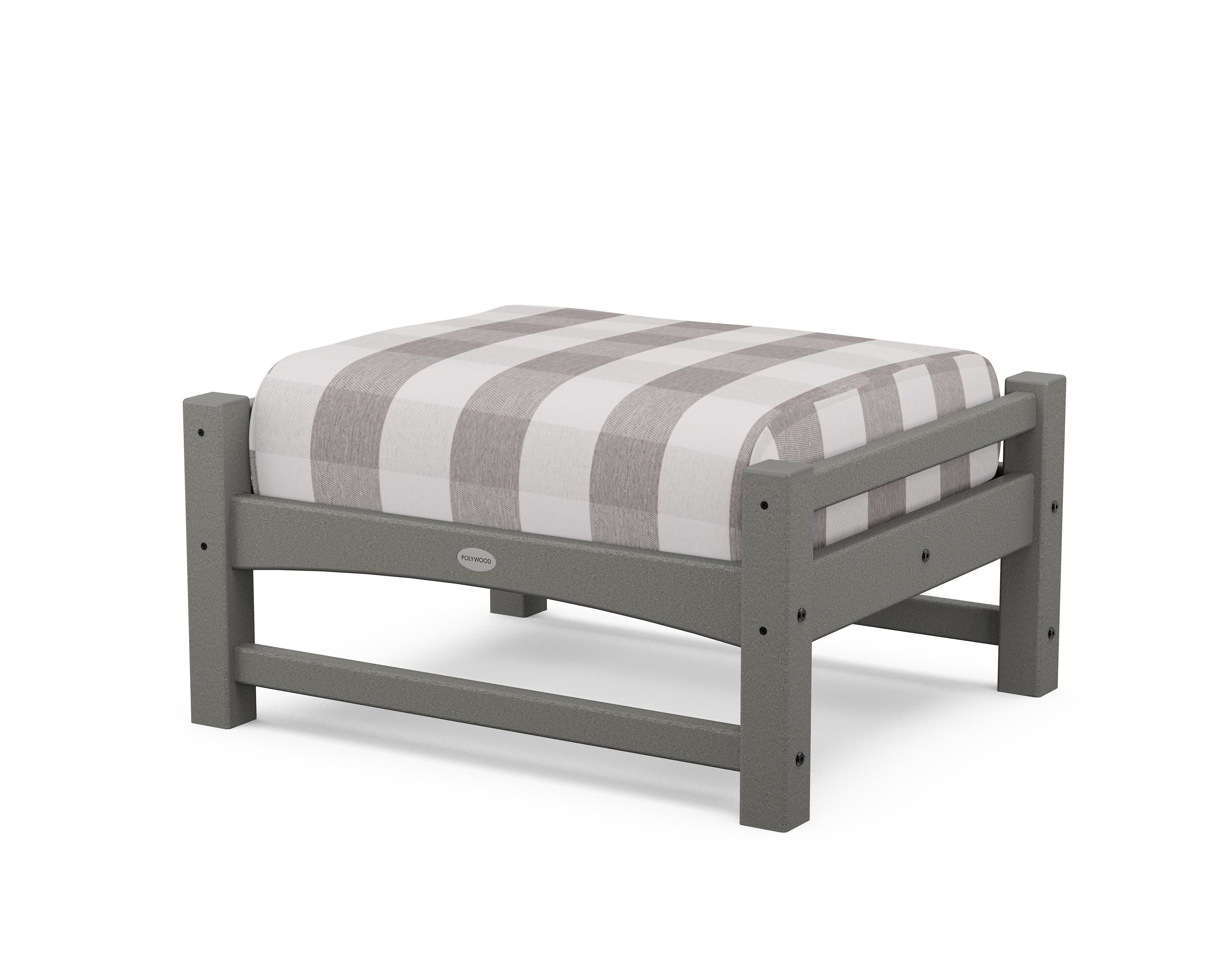 POLYWOOD® Club Ottoman in Slate Grey / Buffalo Plaid Grey Mist