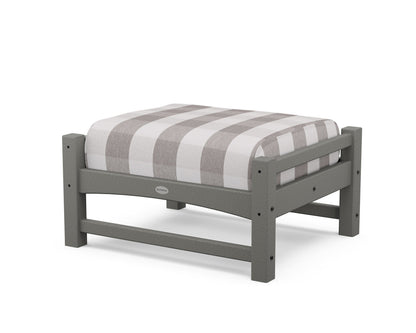 POLYWOOD® Club Ottoman in Slate Grey / Buffalo Plaid Grey Mist