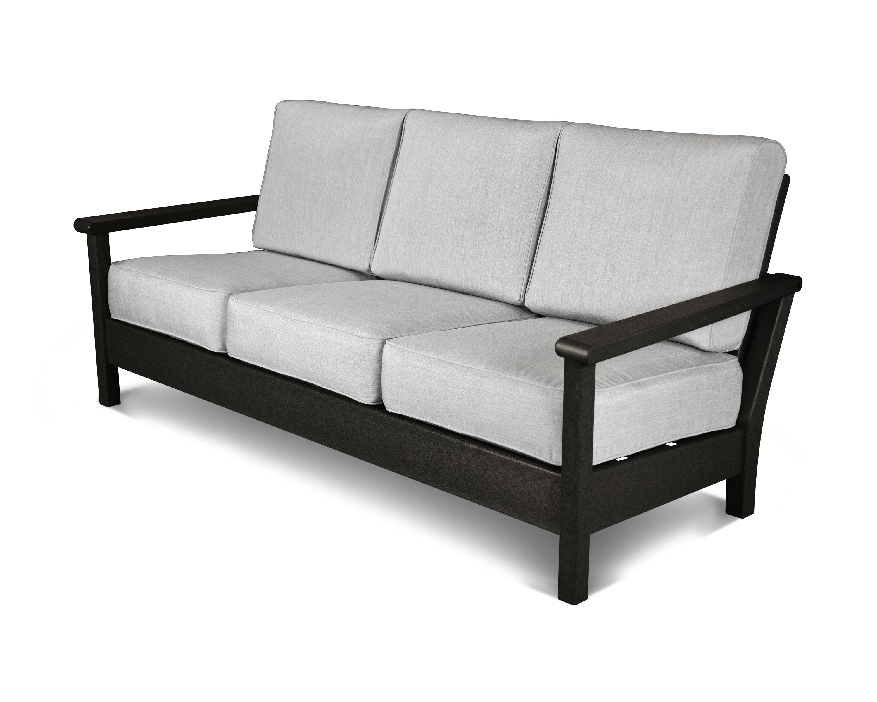 POLYWOOD® Harbour Deep Seating Sofa in Black / Granite