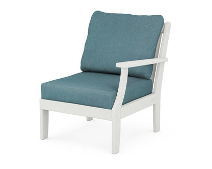 POLYWOOD® Braxton Modular Right Arm Chair in Vintage White / Ocean Teal