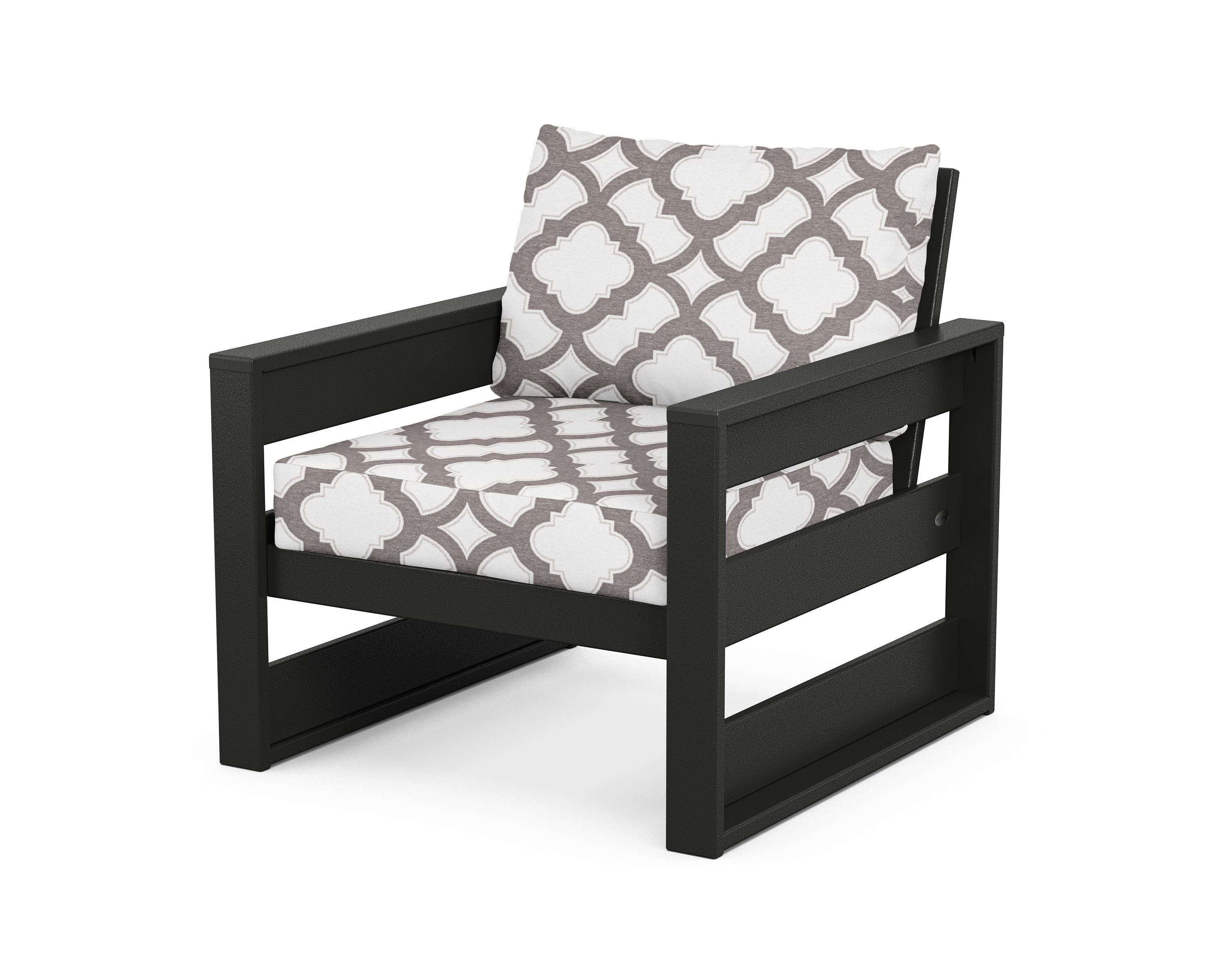 POLYWOOD® Westport Club Chair in Black / Trellis Grey Mist