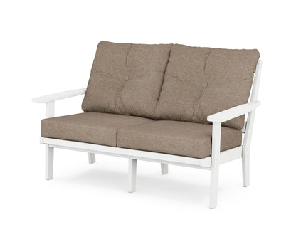 POLYWOOD® Oxford Deep Seating Loveseat in White / Spiced Burlap