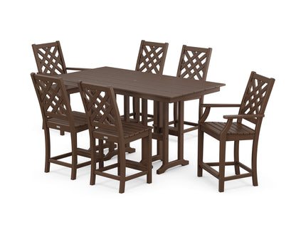 Country Living Wovendale 7-Piece Farmhouse Counter Set in Mahogany