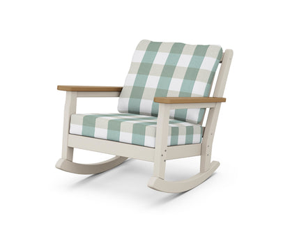 POLYWOOD® Chippendale Deep Seating Rocking Chair in Sand / Natural / Buffalo Plaid Glacier Spa