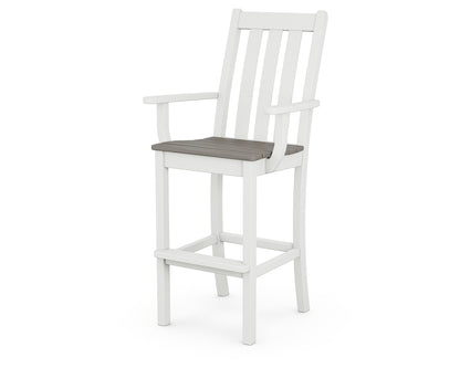 POLYWOOD® Vineyard Bar Arm Chair in White / Driftwood